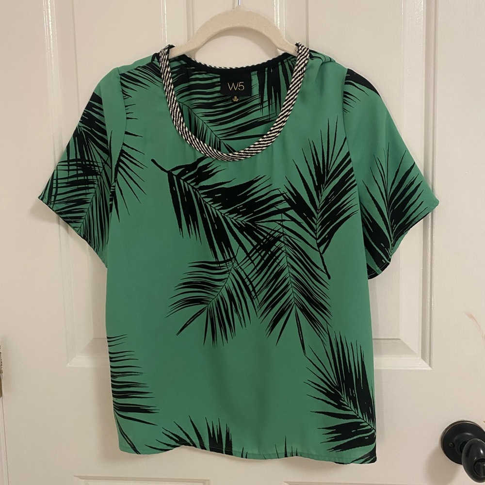 W5 Palm Print Blouse Size Small S